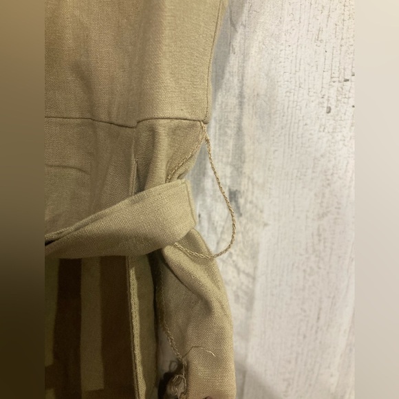 J.Crew Tan Linen Sleeveless V-neck Tie Waist Straight Wide Leg Jumpsuit 6 - Picture 7 of 12